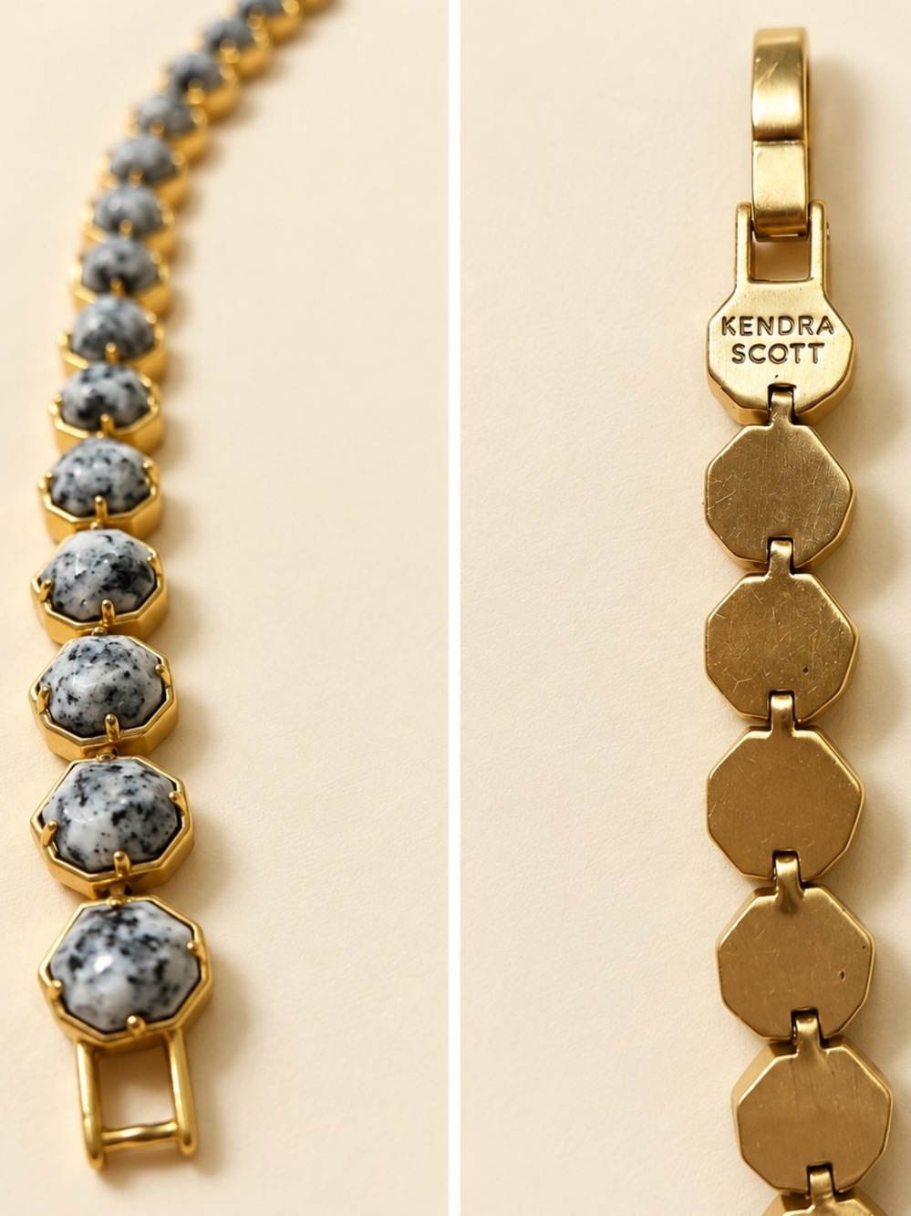Kendra Scott Gold Bracelet with White and Black Speckled Stones